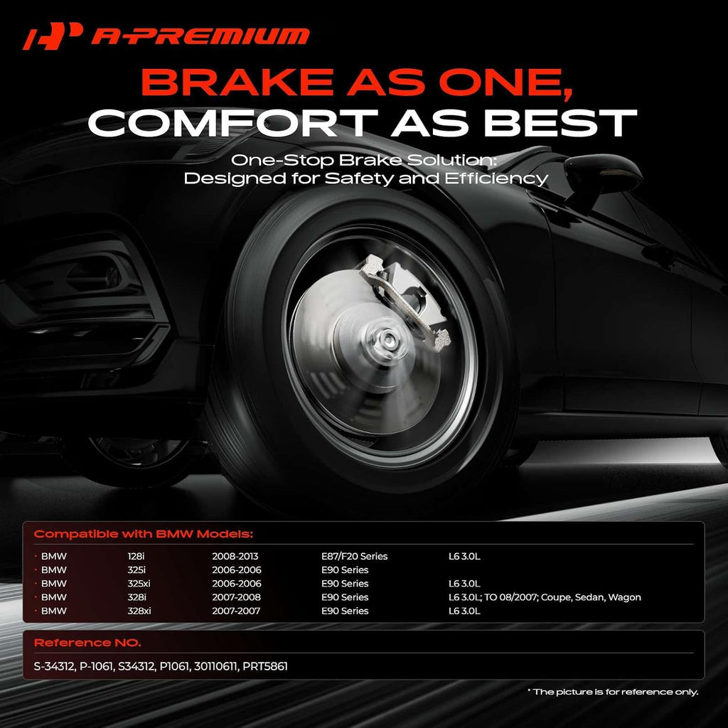 A-Premium 11.81 inch (299.8mm) Front Drilled and Slotted Disc Brake Rotors + Ceramic Pads Kit Compatible with Select BMW Models - 325i/325xi 2006, 328i 2007-2008, 328xi 2007, 128i 2008-2013, 6-PC Set