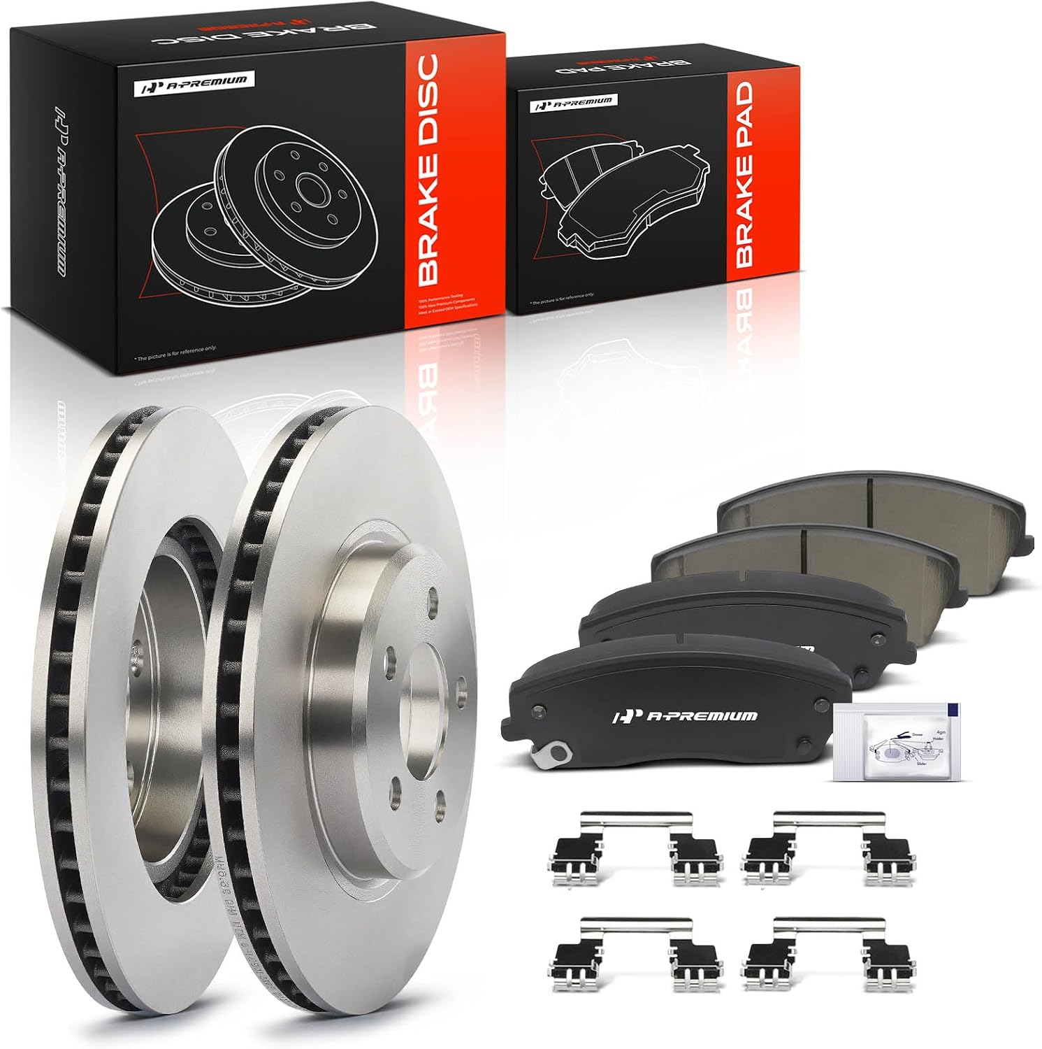 A-Premium 12.6 in (320 mm) Front Vented Disc Brake Rotors + Ceramic Pads Kit Compatible with Select Chrysler and Dodge Models - 300, Challenger, Charger, Magnum, 6-PC Set