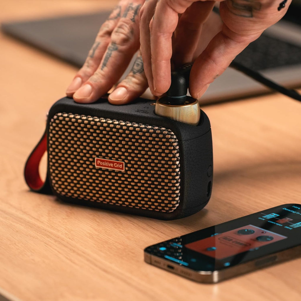 Positive Grid Spark GO + Carry Case Bundle – 5W Ultra-Portable Smart Guitar Amp & Bluetooth Speaker with Smart App for Electric Guitar, Acoustic or Bass