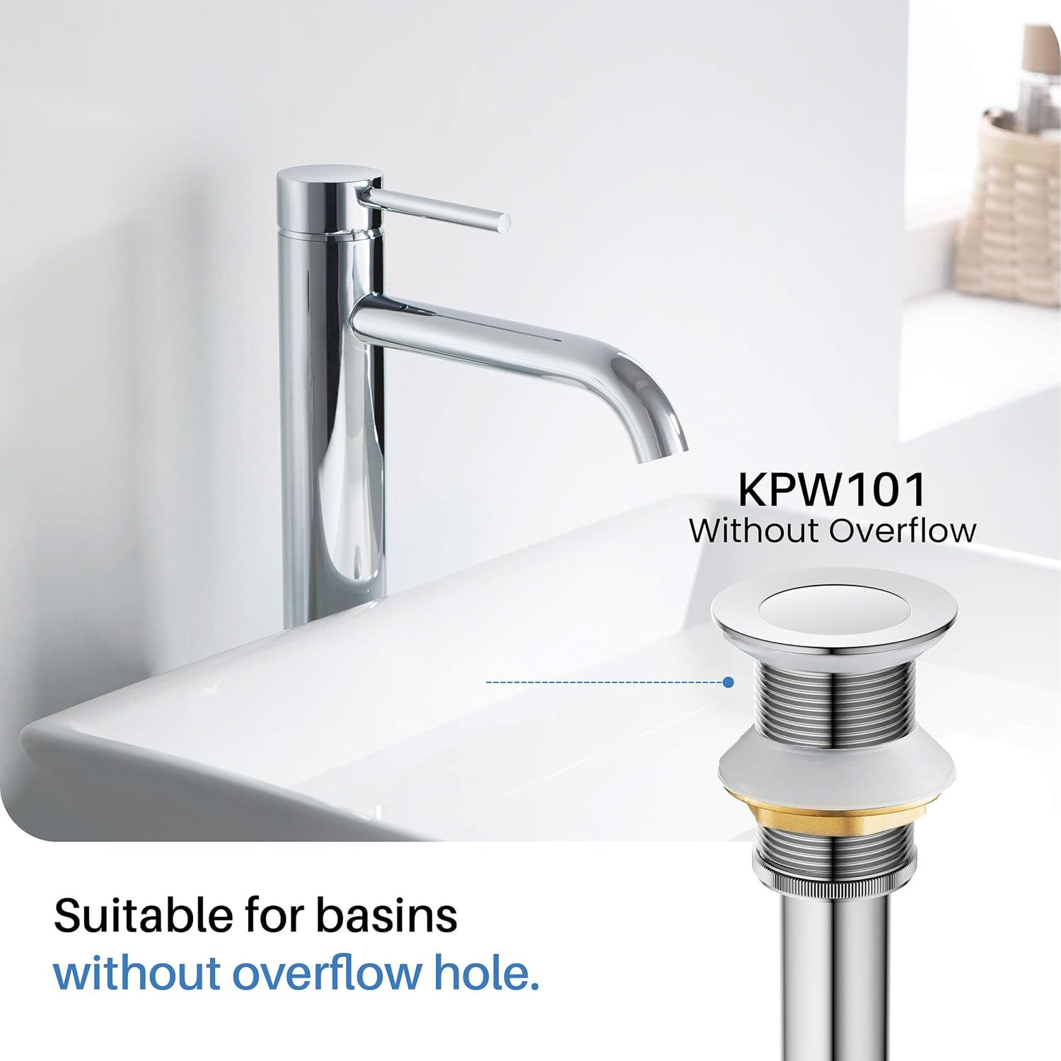 KIBI KBF1009 Solid Brass Single Handle Single Hole Circular Faucet for Bathroom Sink with Pop Up Drain | High Arc Faucet Spout Design | Rust and Corrosion Resistant | Chrome Finish