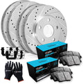 R1 Concepts Front and Rear Brake Kit Fits 2006-2015 Mazda 5| Ceramic Pads, Drilled Slotted Rotors| Hardware| 12.3' Front & 12.3' Rear