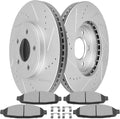 SCITOO Brake Kits For Ford For Crown Victoria/For Grand Marquis 2003-2011/For Town Car 2003-2011 Front Drilled Slotted Brake Rotors and Semi Metallic Brake Pads Replacement: 54103;D931