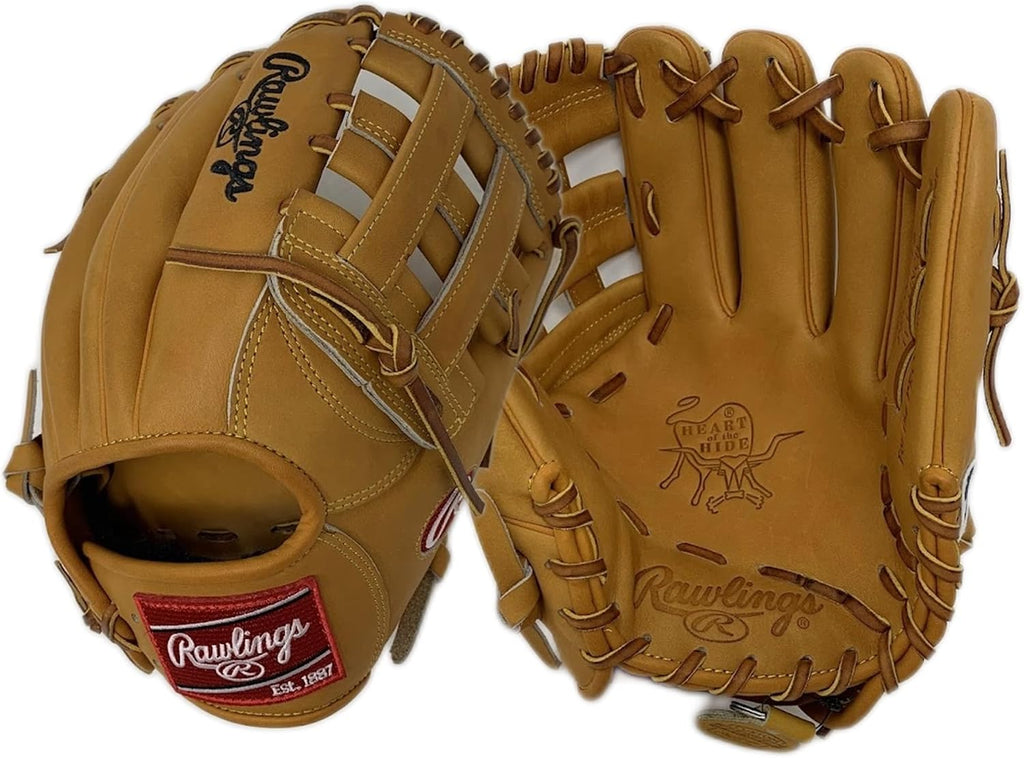Rawlings Heart of The Hide Baseball Glove Pro Stiff & Standard Fit Models | Classic Colors | Sizes 11.5' - 12.75' | Multiple Styles (Tan | NP4 | H Web, 11.5' | Infield, Right Hand Throw)