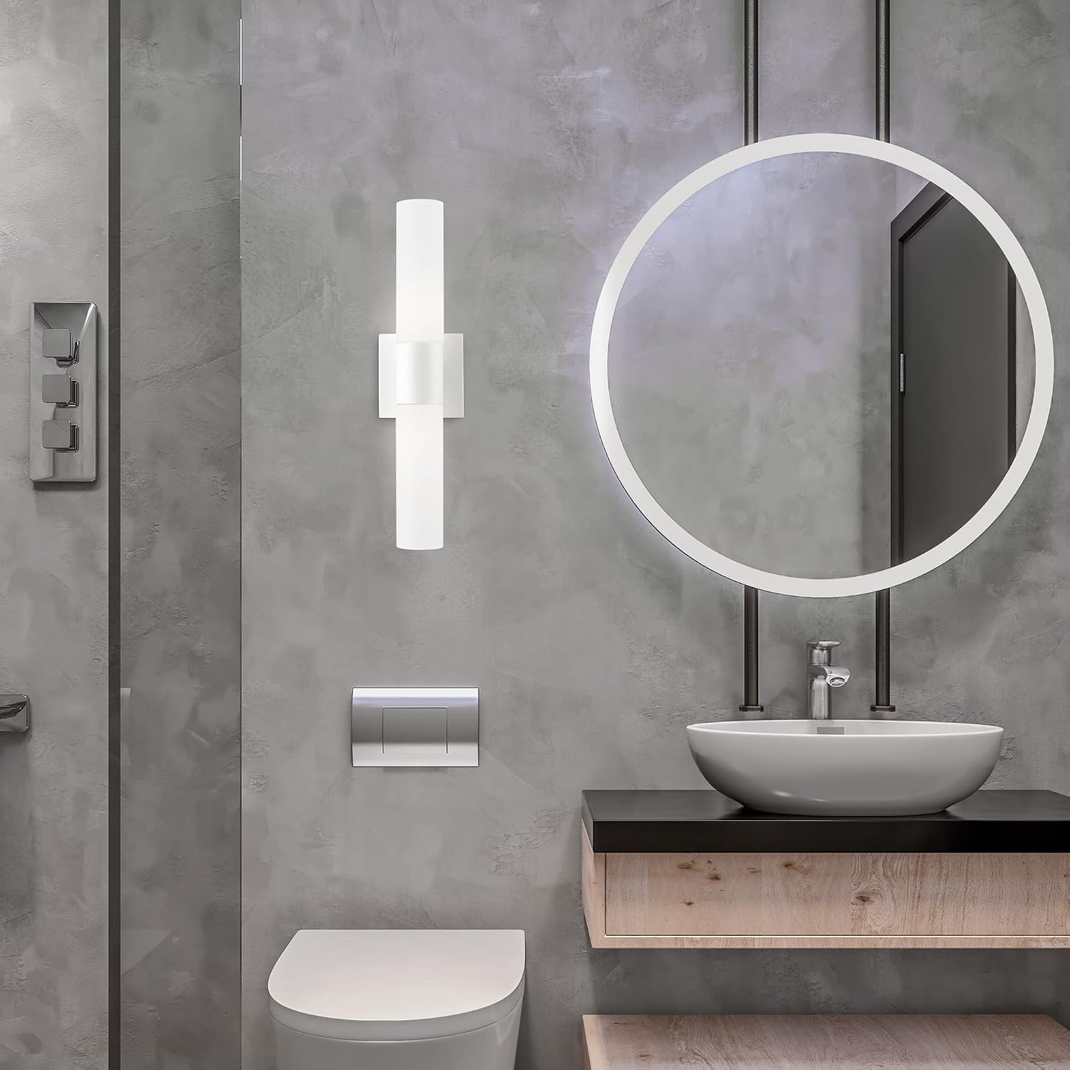 Livex Lighting 10102-03 Aero 2 Light ADA Vanity Sconce, White with Brushed Nickel Accent, 4.5 x 17.75