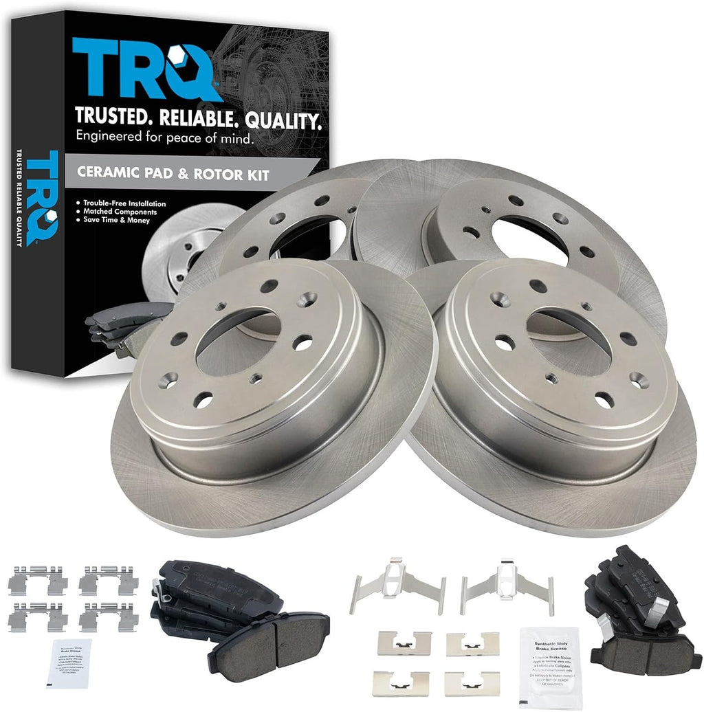 TRQ Front and Rear Brake Pad and Rotor Set Ceramic Compatible with 1994 Acura Integra