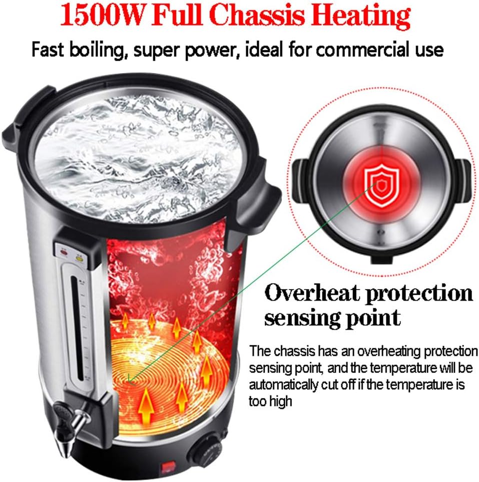 Juice Dispenser Drink Dispenser, Double Wall Beverage Dispenser Stainless Steel Insulated Drink Dispenser Electric Hot Water Urn for Heating Tea or Coffee Used for Milk Bar or Large Party