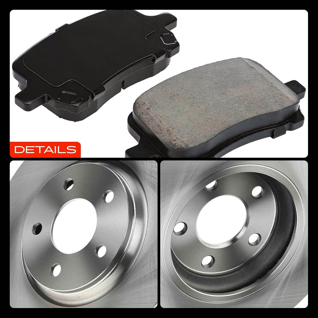 A-Premium 11.65 inch (296mm) Front Vented Disc Brake Rotors + Ceramic Pads kit Compatible with Select Chevy, Pontiac and Saturn Models - Malibu 04-12, Cobalt 2008, G5 07-09, G6 06-10, Aura 07-09