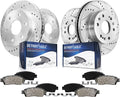 Detroit Axle - Brake Kit for Silverado Sierra 1500 Tahoe Yukon XL Suburban Escalade ESV Drilled and Slotted Brake Rotors Ceramic Brakes Pads Replacement : 12.99' inch Front & 13.58' inch Rear Rotor