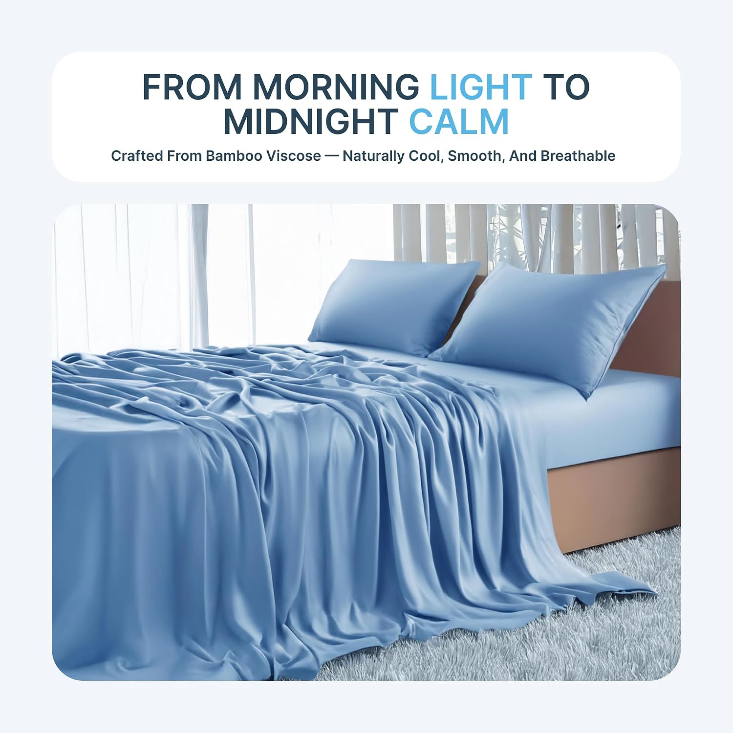 BedVoyage - Viscose from Bamboo Split King Size Sheets Set - Luxury 5pc King Sheet Set - Cooling Bed Sheets 18' Deep Pocket - Ultra Soft Sheet and Pillowcase Sets -Ocean