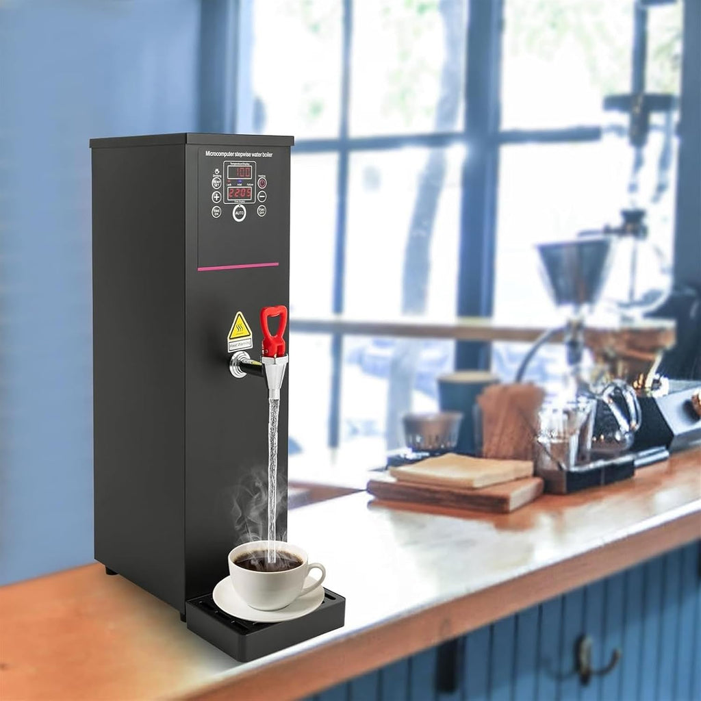 Water Boiler Electric Commercial Hot Water Dispenser Stainless Steel Countertop Rapid Heating Machine for Restaurant, Home, Office(Black-15L)