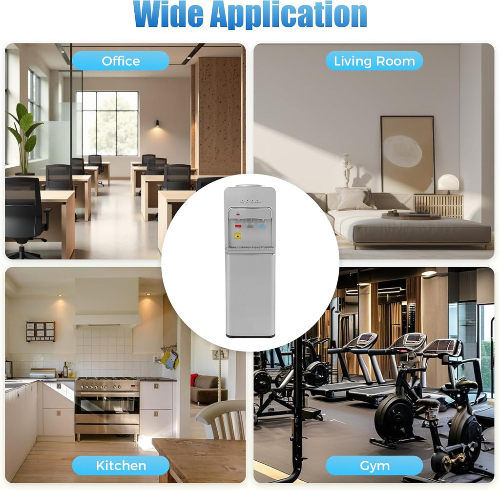 Bottom Loading Water Cooler Dispenser for 3 or 5 Gal Bottles Hot, Cold & Room Water 3 Temperature Settings Water Dispenser with Child Lock Cooling 50°F-59°F for Home Use(Silver 2)