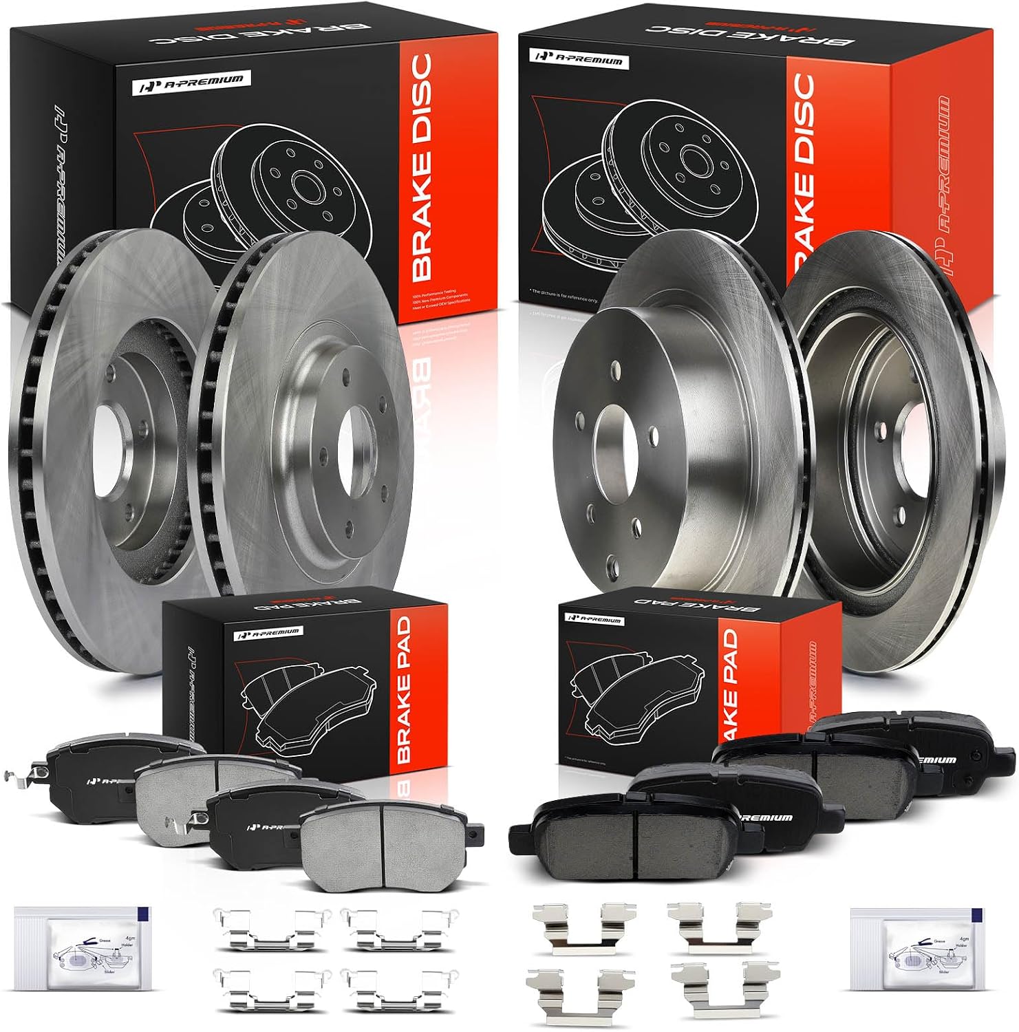 A-Premium Front and Rear Vented Disc Brake Rotors + Ceramic Pads Kit Compatible with Select Nissan & Infiniti Models - Murano 2003-2004 2009-2012, FX35 2003-2005, FX45 2003-2005, 12-PC Set