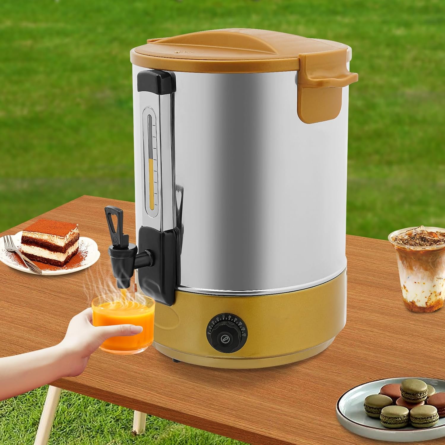 Hot Water Dispenser, Electric Heat Preservation Bucket, 86-230℉ Temp Adjustable Stainless Steel Coffee Maker Hot Water Beverage Dispenser, 5.07Gal Commercial Coffee Urn Water Boiler and Warmer