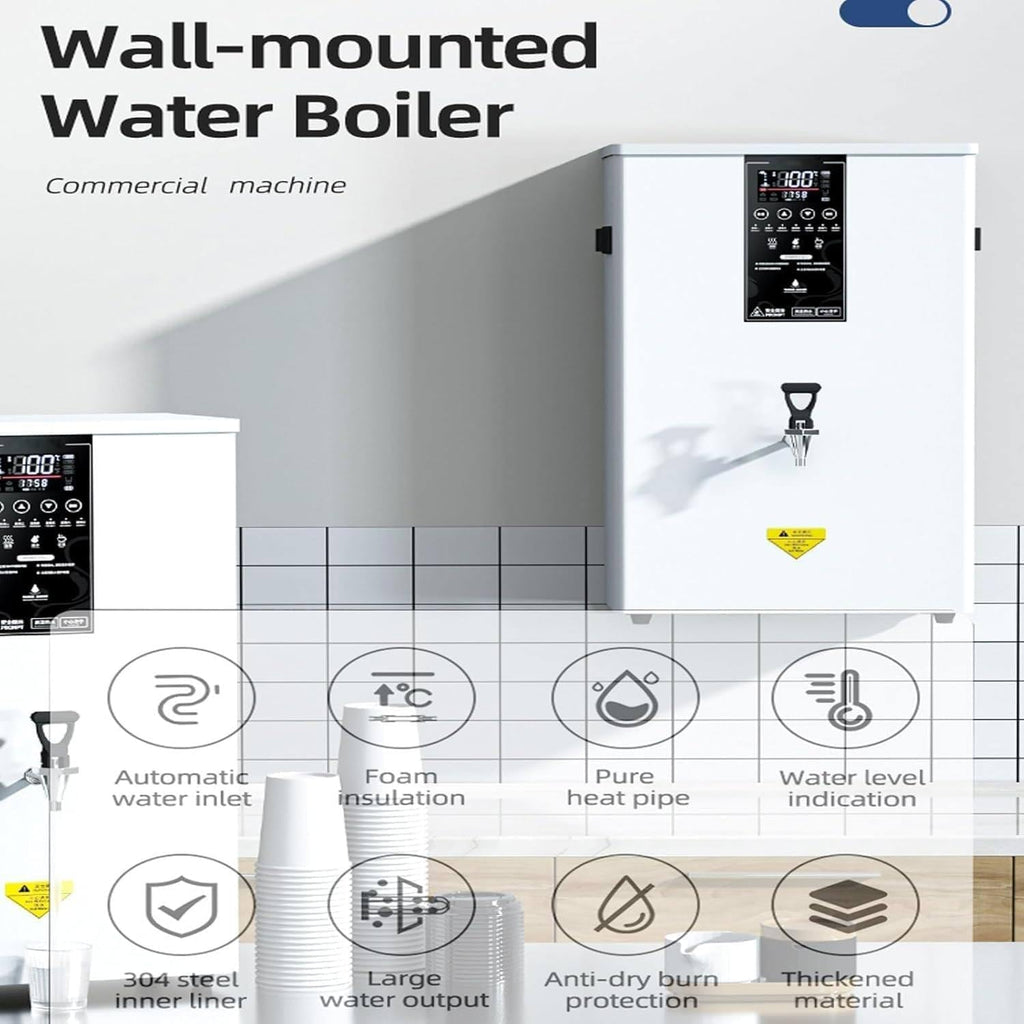 Commercial Hot Water Dispenser,Electric Instant Hot Water Dispenser,Wall-Mounted Hot Water Dispenser (White 50L)