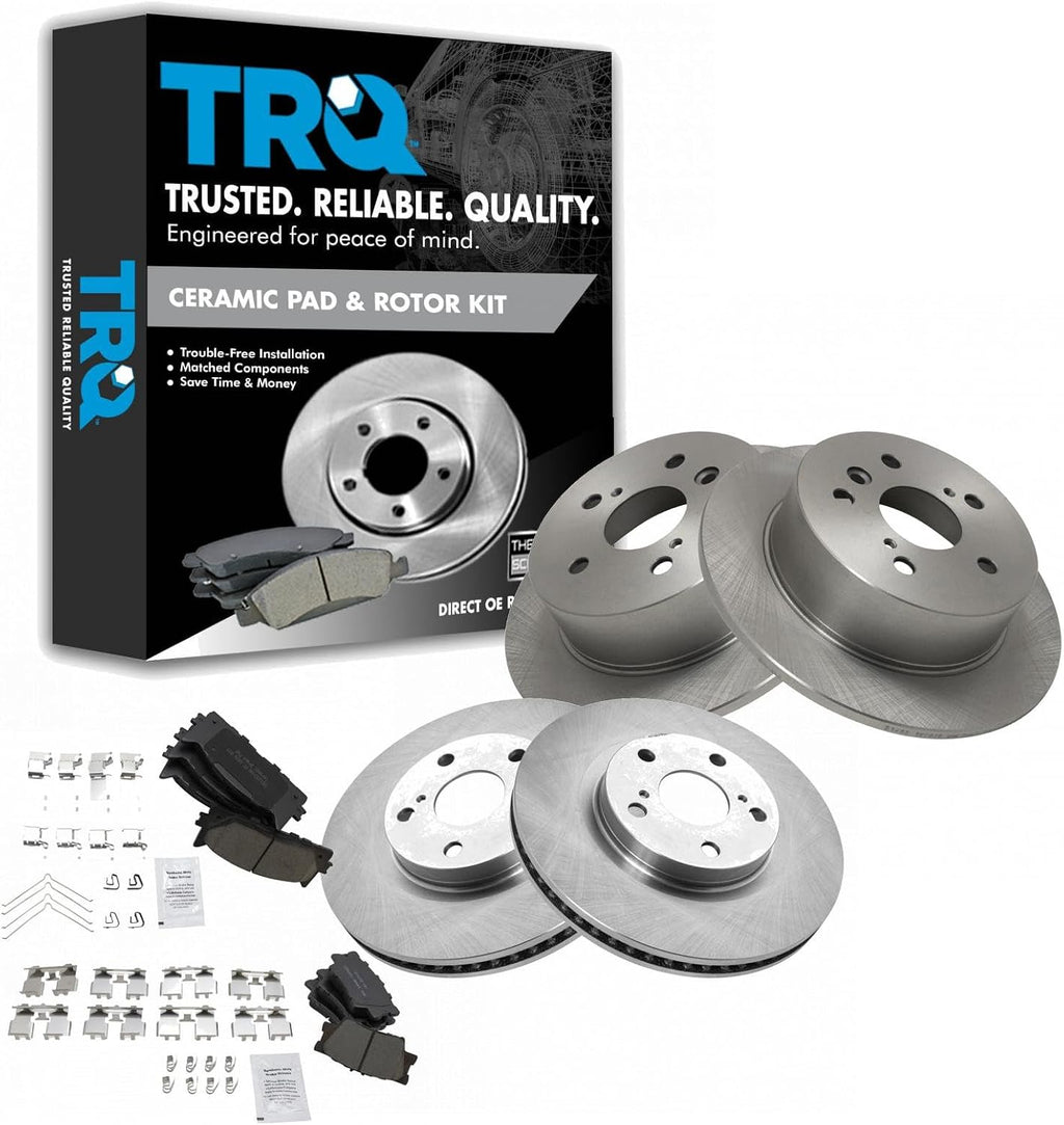TRQ Front and Rear Ceramic Brake Pad and Rotor Set Compatible with 2007-2012 Lexus ES350 2008-2012 Toyota Avalon 2007 Toyota Camry Japan Built Models 1st VIN Digit J 2008-2011 Camry