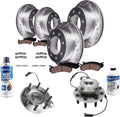 Detroit Axle - 4WD Wheel Bearing Hubs Brake Kit for 2006-2008 Dodge Ram 2500 3500, Front Wheel Bearing Hubs Front Rear Disc Brake Rotors Ceramic Brakes Pads 2007 Replacement : 13.91 inch Front Rotor