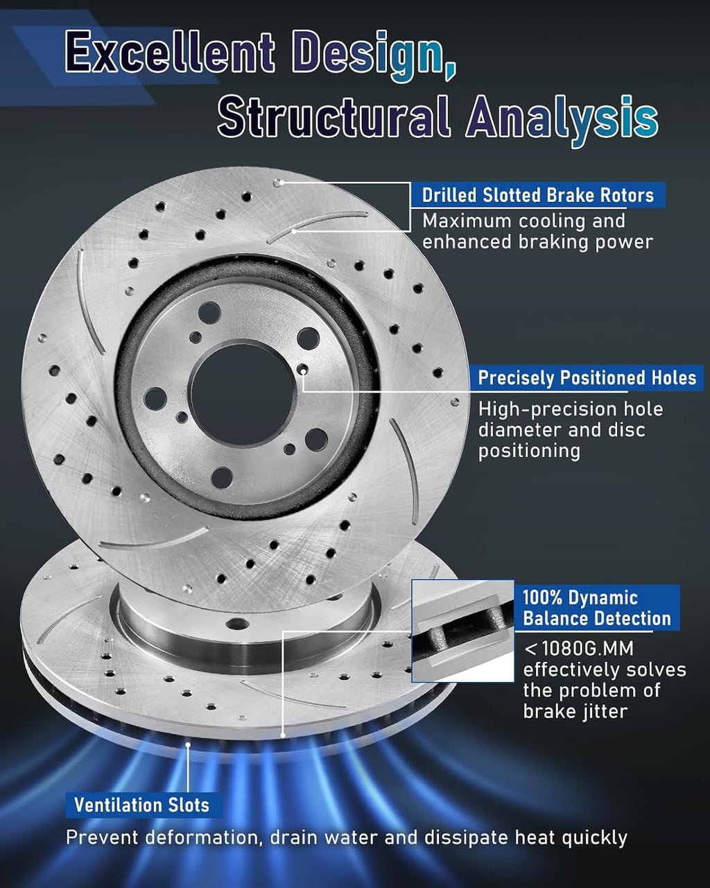 Front Brake Kit, Brake Rotors Brake Pads Compatible with 2008-2013 Nissan Rogue, 2014-2015 Nissan Rogue Select| Automotive Replacement Brake Kit| 295.8mm(11.6in)| 31512 D1338-8449| Front Rotors