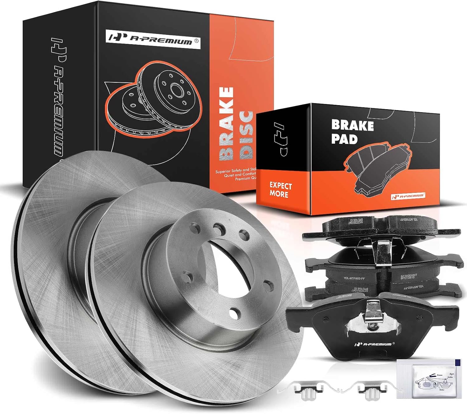 A-Premium 11.80 inch (299.8mm) Front Vented Disc Brake Rotors + Ceramic Pads Kit Compatible with Select BMW Model - 325i/325xi 2006, 328i 2007-2008, 328xi 2007, 2.5L 3.0L, 6-PC Set