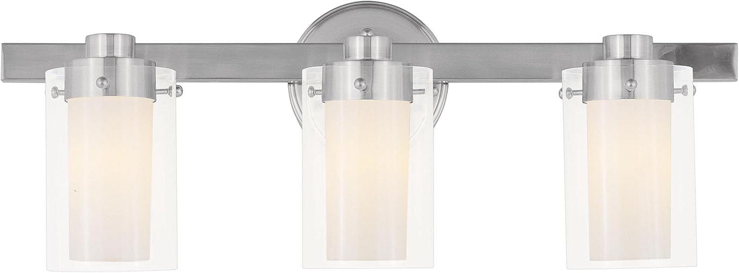 Livex Lighting 1543-91 Manhattan 3-Light Bath Light, Brushed Nickel