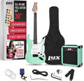 LyxPro 39 inch Electric Guitar Kit Bundle with 20w Amplifier, All Accessories, Digital Clip On Tuner, Six Strings, Two Picks, Tremolo Bar, Shoulder Strap, Case Bag Starter kit Full Size - Green