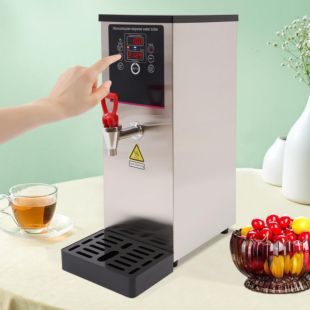 Water Boiler Eletric Commercial Hot Water Dispenser Countertop 10L Silver Automatic 2500W Rapid Heating for Restaurant, Home, Office & High-Traffic Use