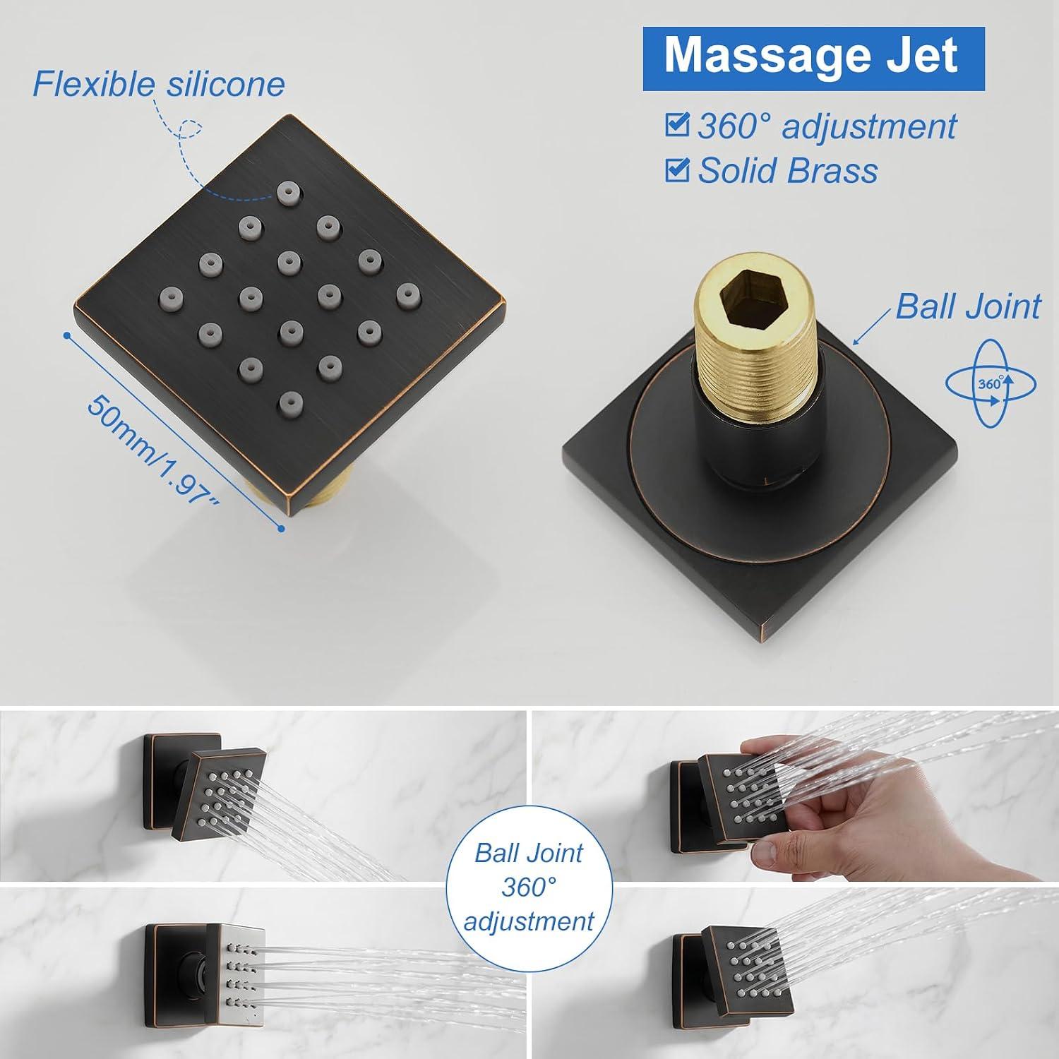 RUMOSE Rainfall Shower System with 4 Body Jets Wall Mounted 4 Mode Shower Faucet Set with 12 Inch Rain Shower Head and 2 in 1 Handheld Spray, Oil Rubbed Bronze Brass Shower Fixtures, Rough-in Valve