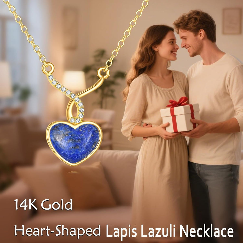 DOVRAN 14K Solid Gold Cat/Butterfly/Heart/Teardrop Necklace for Women 14K Gold Opal/Lapis Lazuli/Black Onyx Pendant Jewelry Gift for Women