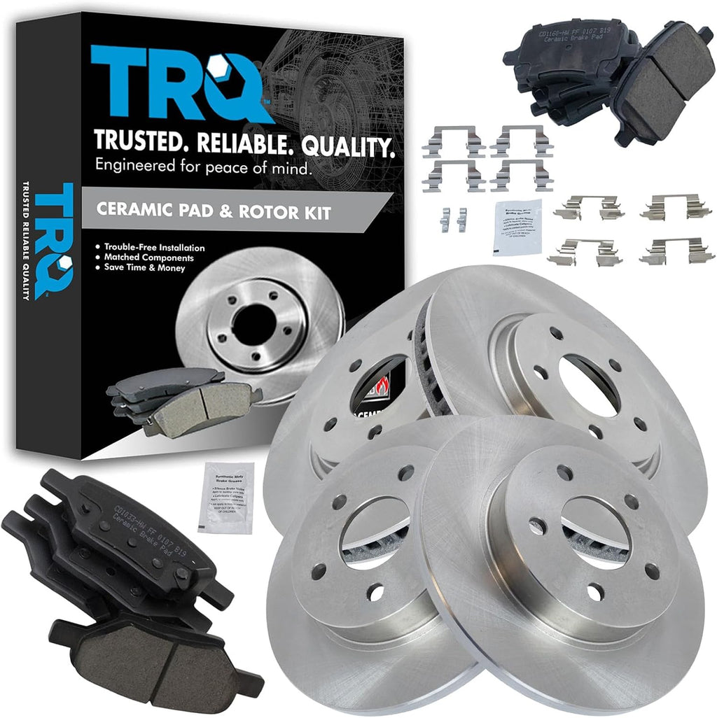 TRQ Premium Ceramic Brake Pad & Rotor Front & Rear Kit for Chevy Pontiac