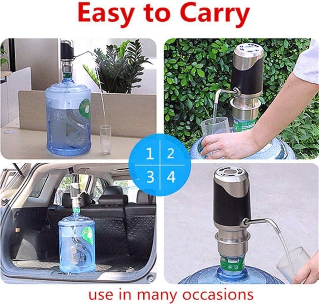 Water Bottle Dispenser Electric Drinking Water Pump Portable Water Dispenser Universal USB Charging Water Bottle Pump for 2-5 Gallon with 2 Silicone