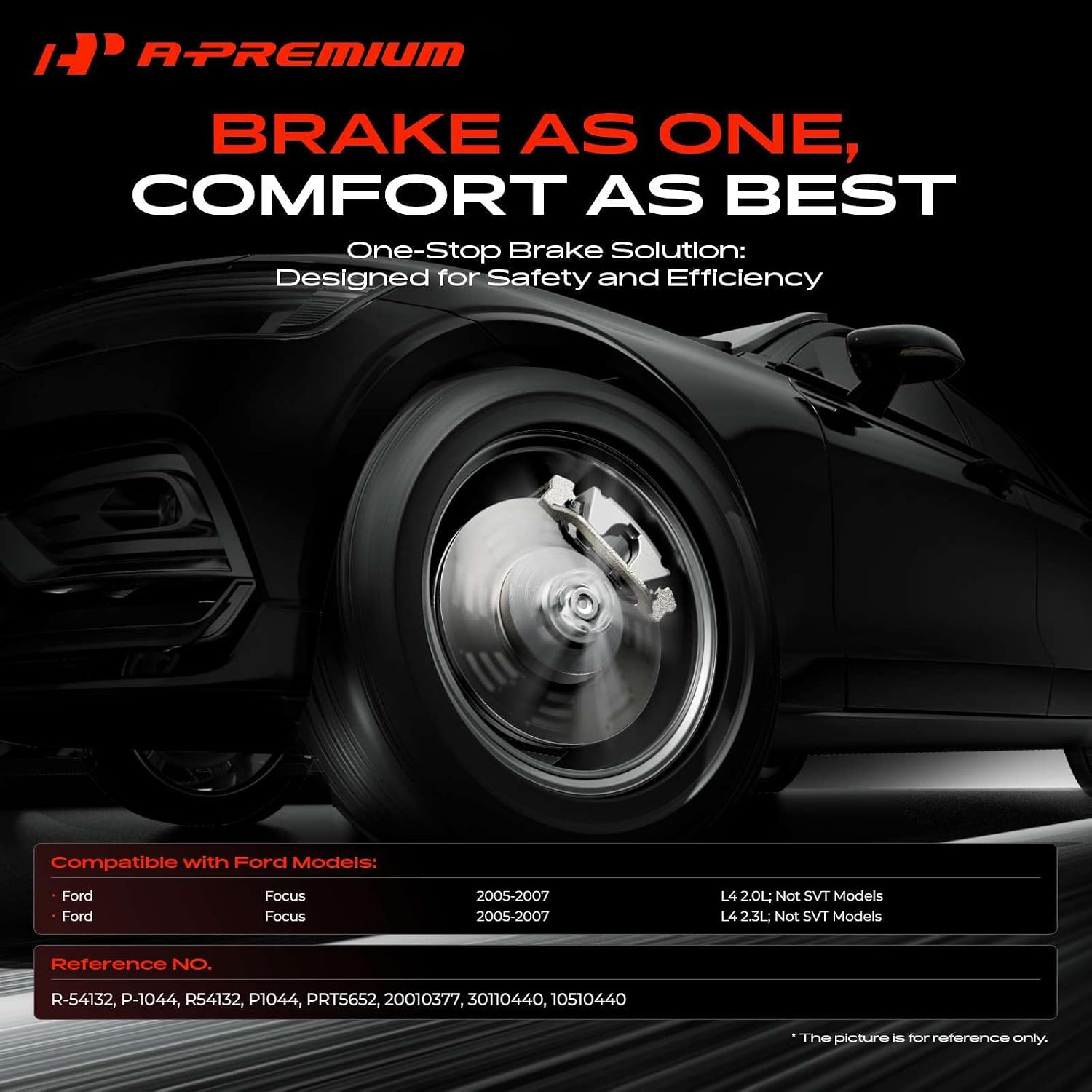 A-Premium 10.83 inch(275mm) Front Vented Disc Brake Rotors + Ceramic Pads Kit Compatible with Select Ford Models - Focus 2005-2007, 2.0L 2.3L, Not SVT Models, 6-PC Set