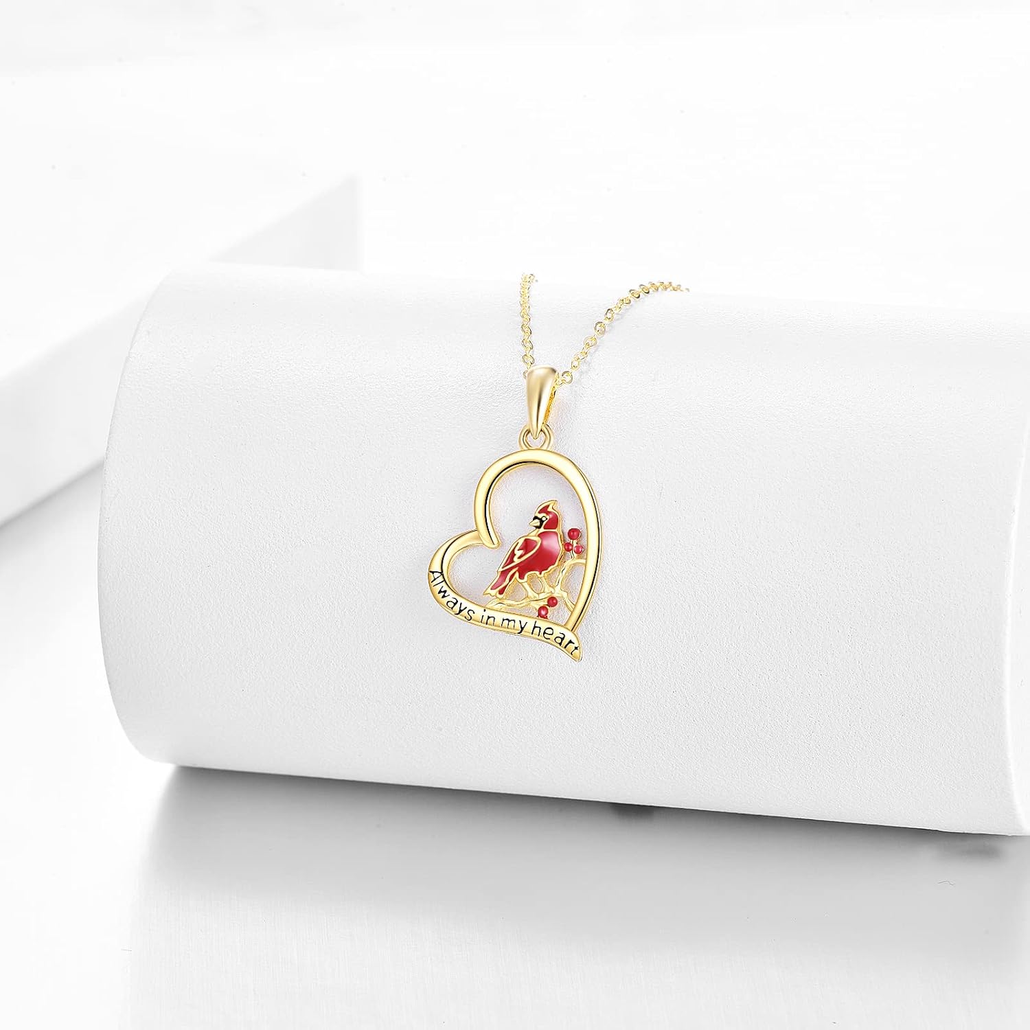 KECHO 14K Gold Red Cardinal/Hummingbird/Ladybug/Dragonfly Necklace Gifts for Women Pendant Memorial Jewelry