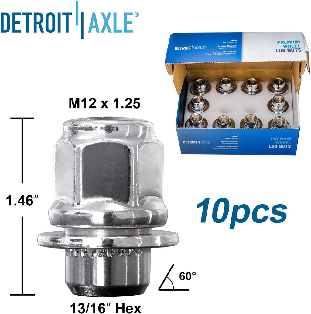 Detroit Axle - Wheel Bearing Hubs Brake Kit for 2007-2013 Nissan Altima, Brake Rotors Ceramic Brake Pads Wheel Bearing Hubs Wheel Lug Nuts Front Rear 2008 2009 2010 2011 2012 Replacement