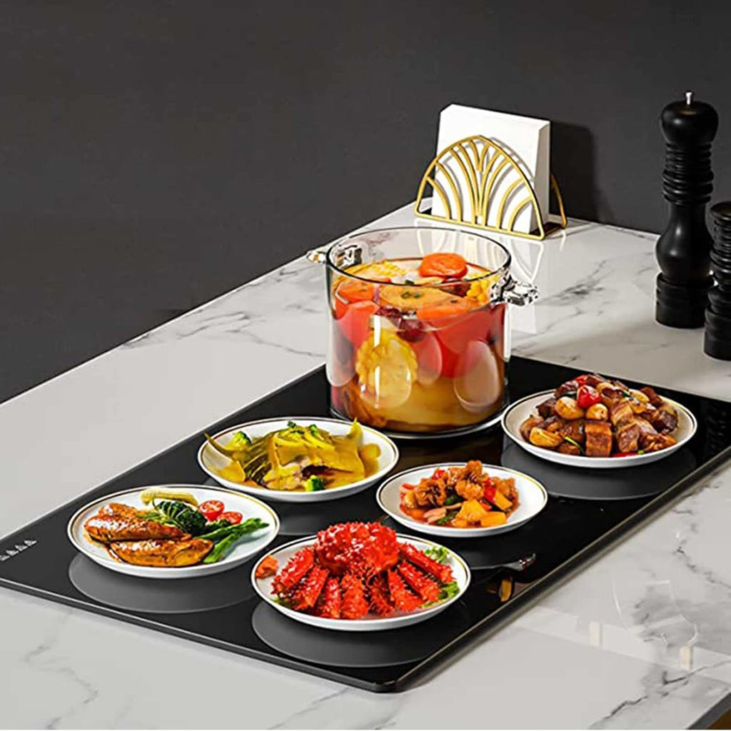 Plate Warmer Food Warming Tray Electric Warming Tray Electric Food Warmer Plate with Tempered Glass Surface Keeps Food Hot for Party Chafing Dish