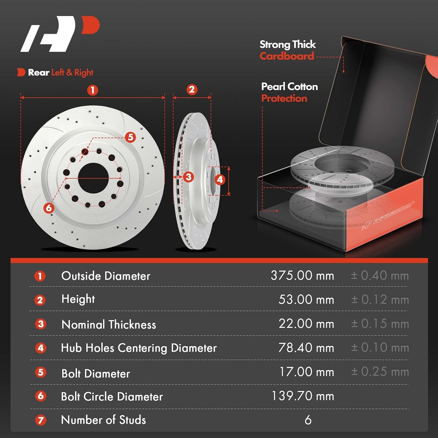 A-Premium Front and Rear Drilled and Slotted Disc Brake Rotors + Ceramic Pads Kit Compatible with Select Ram Models - 1500 2019 2020 2021 2022, 12-PC Set