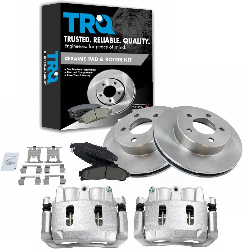 TRQ Front Brake Pad and Rotor Set Ceramic Vented Rotors Calipers Compatible with 1995-2001 Ford Explorer 1998-2002 Ranger 1998-2002 Mazda B4000 1998-2001 Mercury Mountaineer