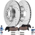 Detroit Axle - Rear Brake Kit for 2019-2025 Ram 1500 Drilled and Slotted Disc Brake Rotors 2020 2021 2022 2023 2024 Ceramic Brakes Pads with Hardware Replacement : 14.76' inch Rotor