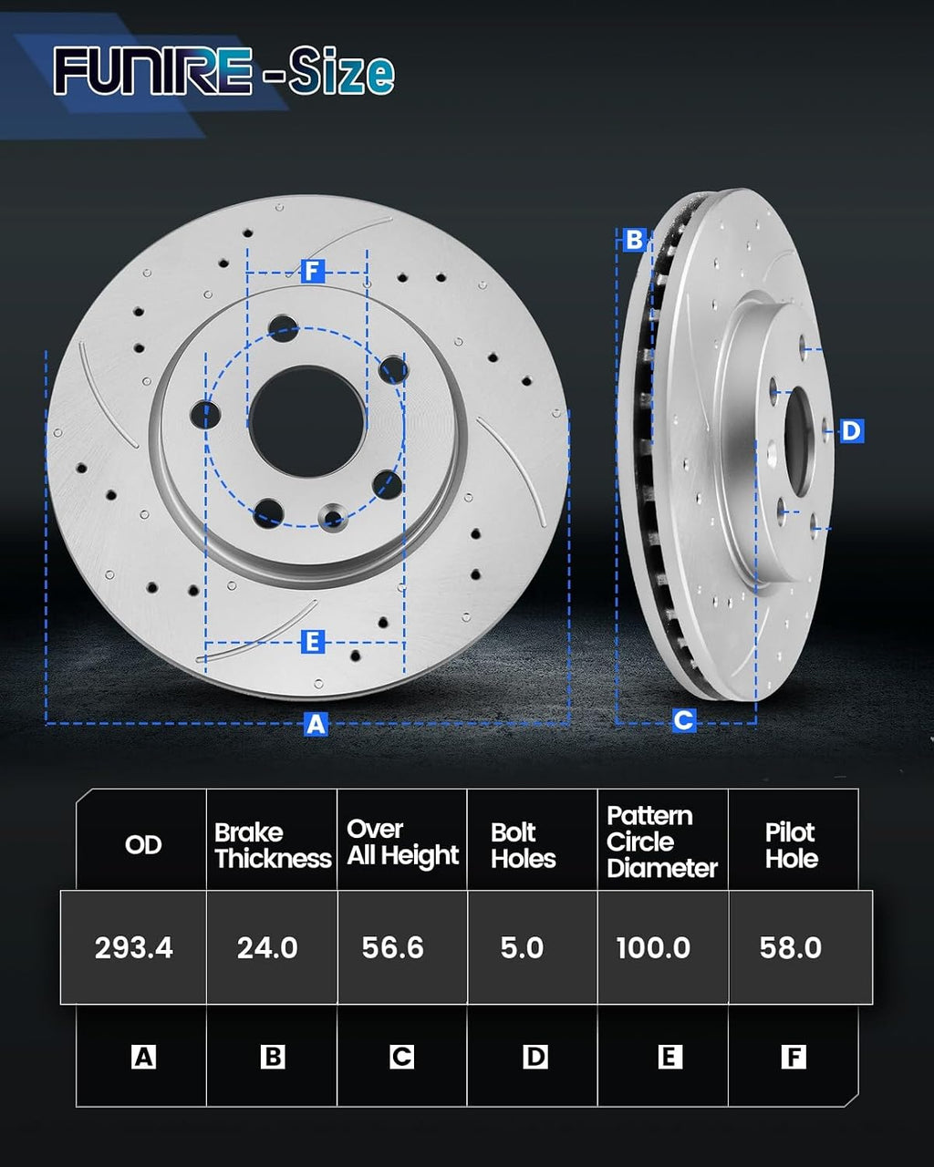 Front Brake Disc Rotors and Ceramic Brakes Pads Compatible with 2010-2018 Subaru Forester, 2013-2014 Outback,Automotive Replacement Brake Kits Geomet Drilled and Slotted Rotors 293.4mm(11.6in)