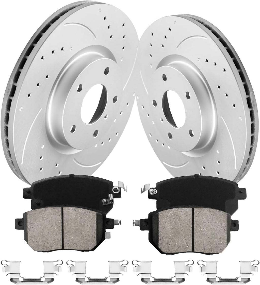 Front Brake Kit, Brake Rotors and Brake Pads Compatible with 2003-2007/2009-2011 Nissan Murano, 2004-2008 Maxima|Anti-Rust Geomet Coated |319.5mm(12.6in)|D969-7870 & 31375 |Front Brake Rotors