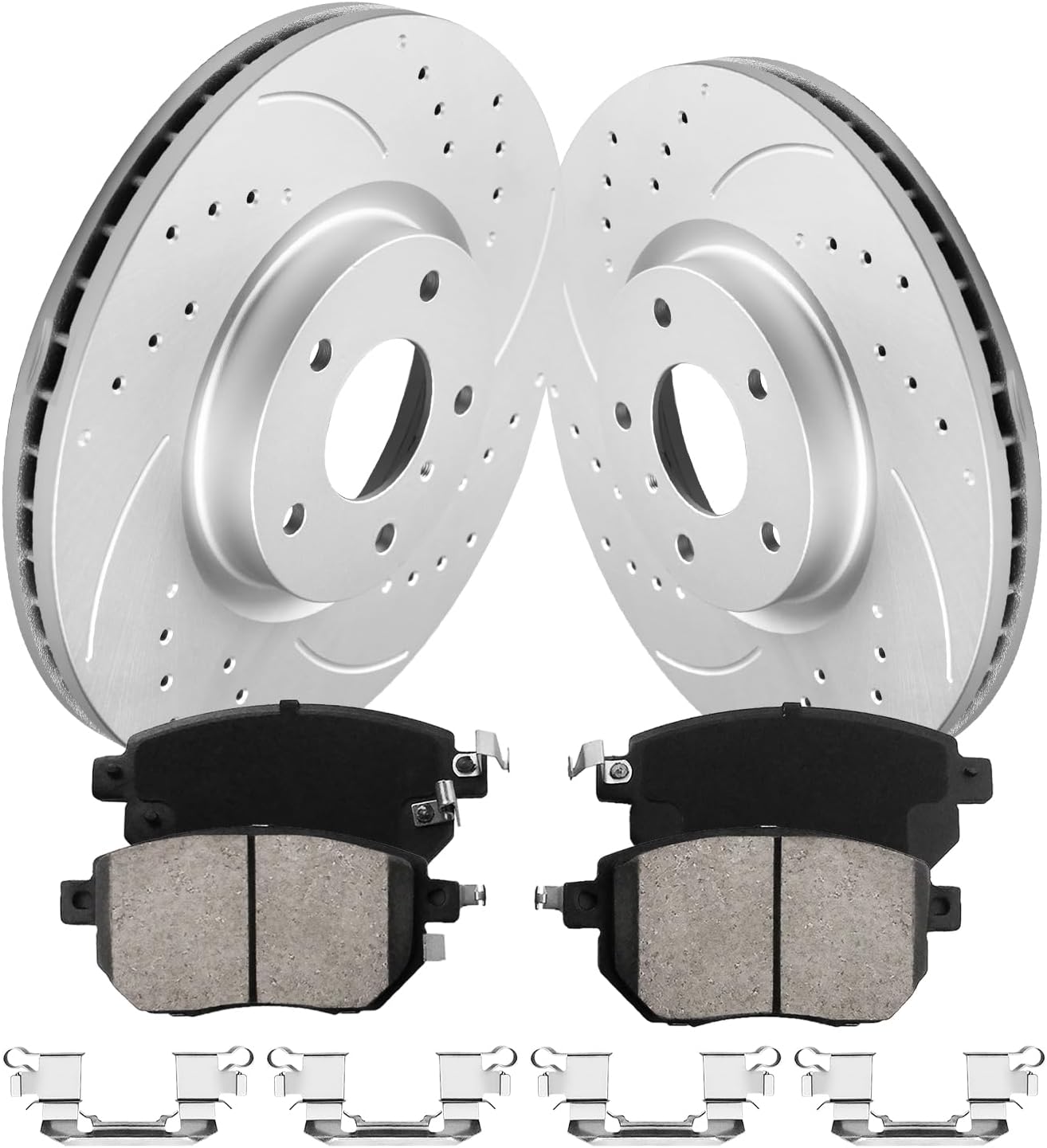Front Brake Kit, Brake Rotors and Brake Pads Compatible with 2003-2007/2009-2011 Nissan Murano, 2004-2008 Maxima|Anti-Rust Geomet Coated |319.5mm(12.6in)|D969-7870 & 31375 |Front Brake Rotors