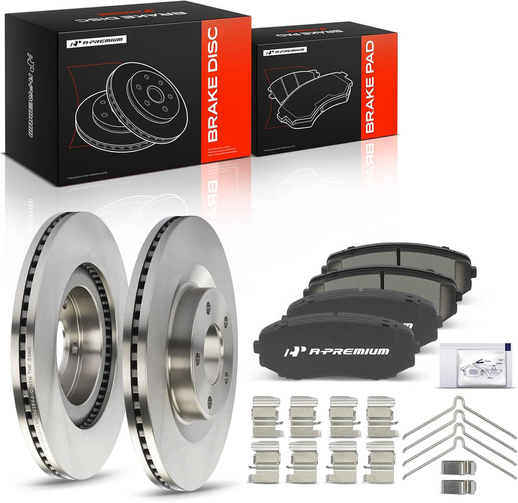 A-Premium 12.6 inch (320mm) Front Vented Disc Brake Rotors + Ceramic Pads Kit Compatible with Select Ford and Lincoln Models - Edge 2007-2014, MKX 2007-2015, 6-PC Set