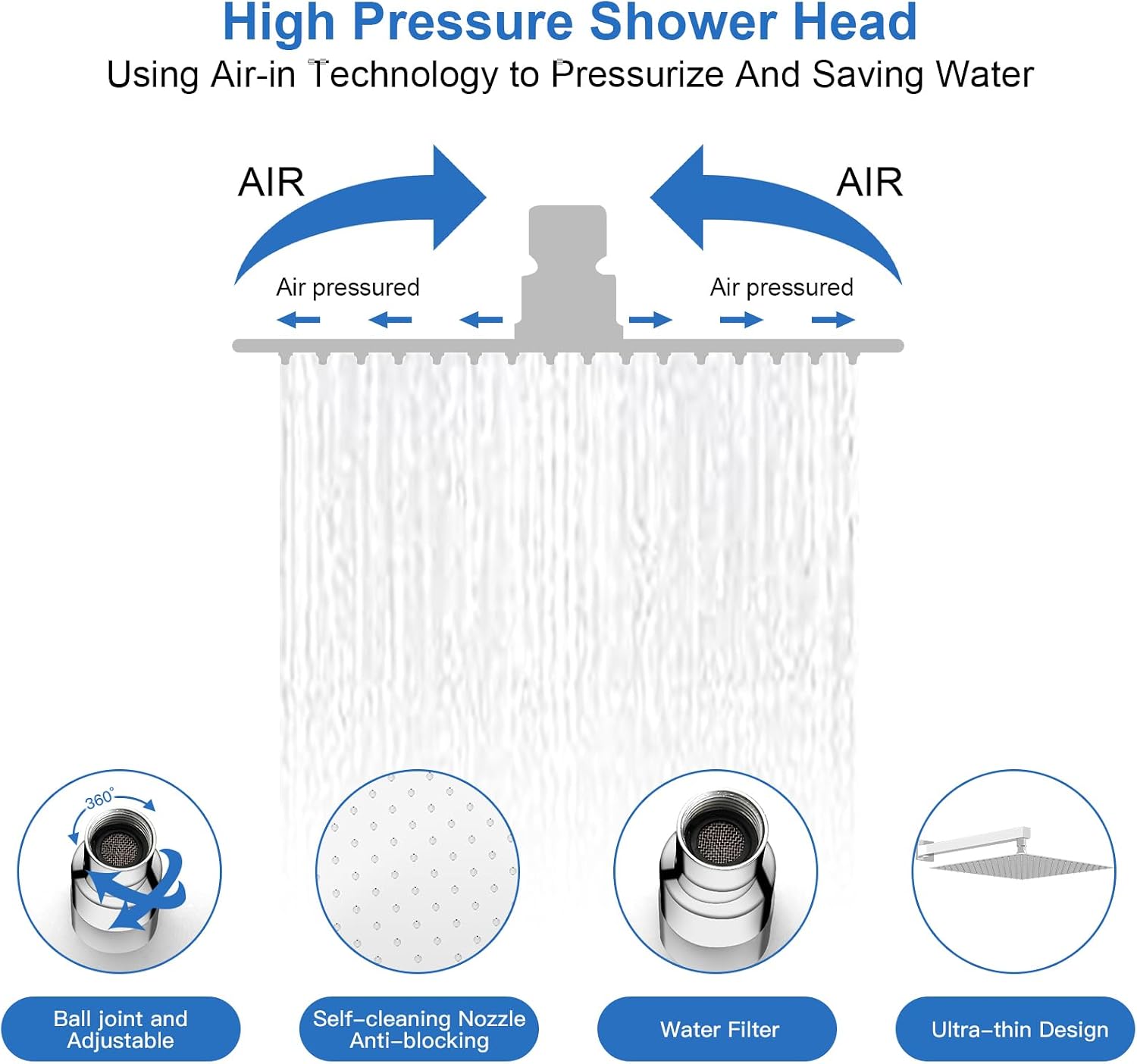 RUMOSE Rainfall Shower System with 4 Body Jets Wall Mounted 4 Mode Shower Faucet Set with 12 Inch Rain Shower Head and 2 in 1 Handheld Spray, Polished Chrome Brass Shower Fixtures, Rough-in Valve