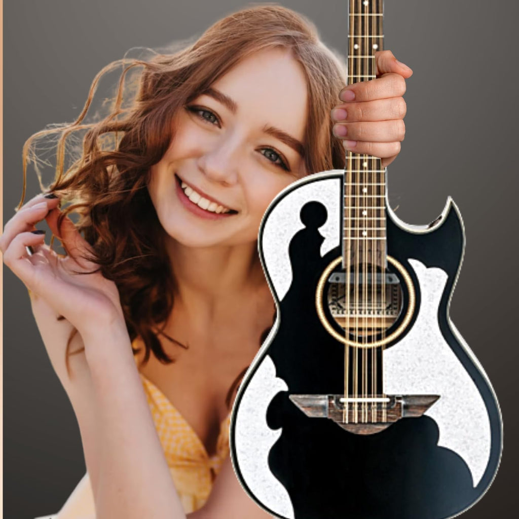 H. Jimenez LBQ4EBT El Patron Bajo Quinto, Acoustic-Electric Guitar with Gig Bag, Glossy Black
