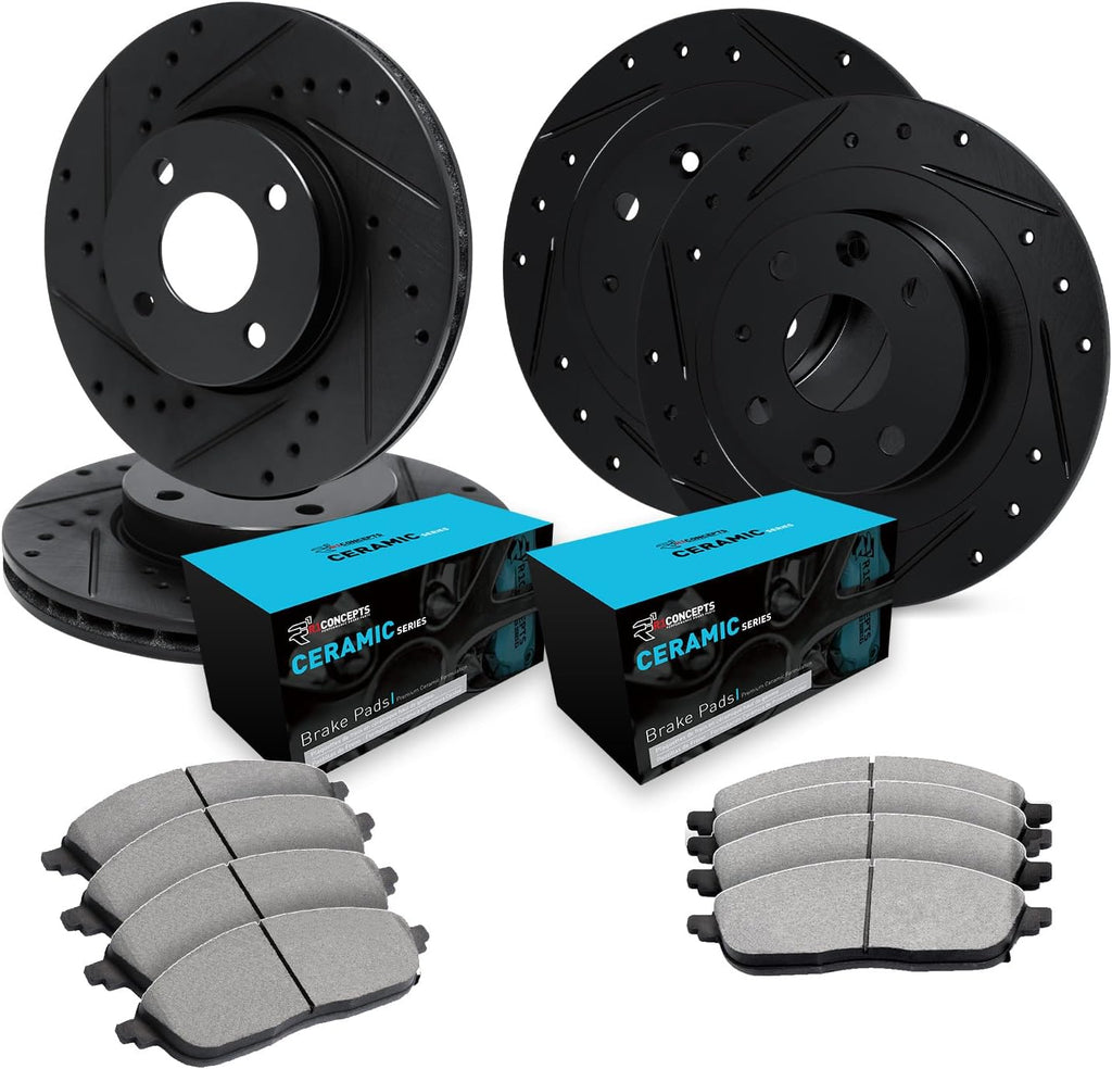 R1 Concepts Front and Rear Brake Kit| Ceramic Brake Pads and Drilled Slotted Brake Rotors| WHWN2-32008 | 11.0' Front & 10.2' Rear