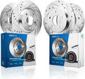 Detroit Axle - Brake Rotors for 2012-2015 Mercedes-Benz C250 2009-2012 C300 2008-2009 C280, Drilled and Slotted Disc Brake Rotors Replacement : 11.61' inch Front and 11.81' inch Rear Solid Rotor