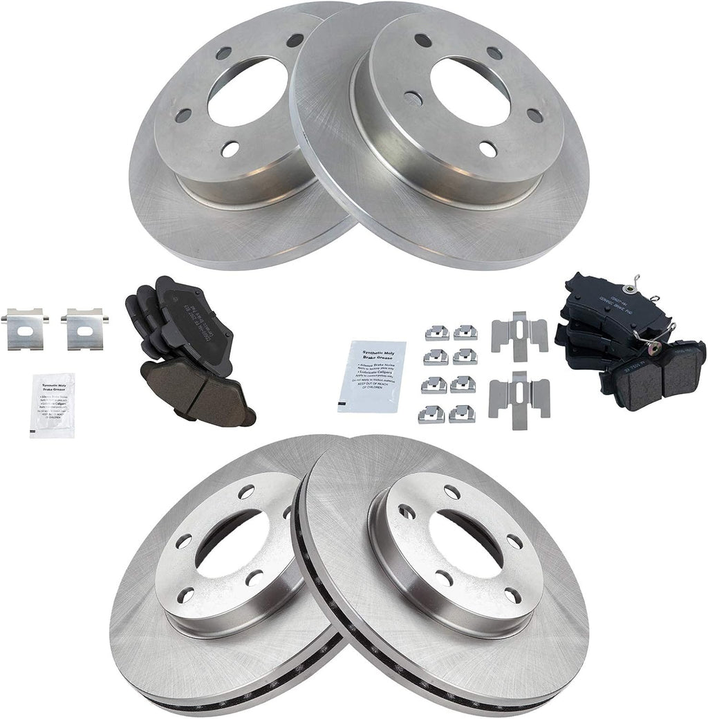 TRQ Front and Rear Brake Pad and Rotor Set Ceramic Compatible with 1994-1998 Ford Mustang