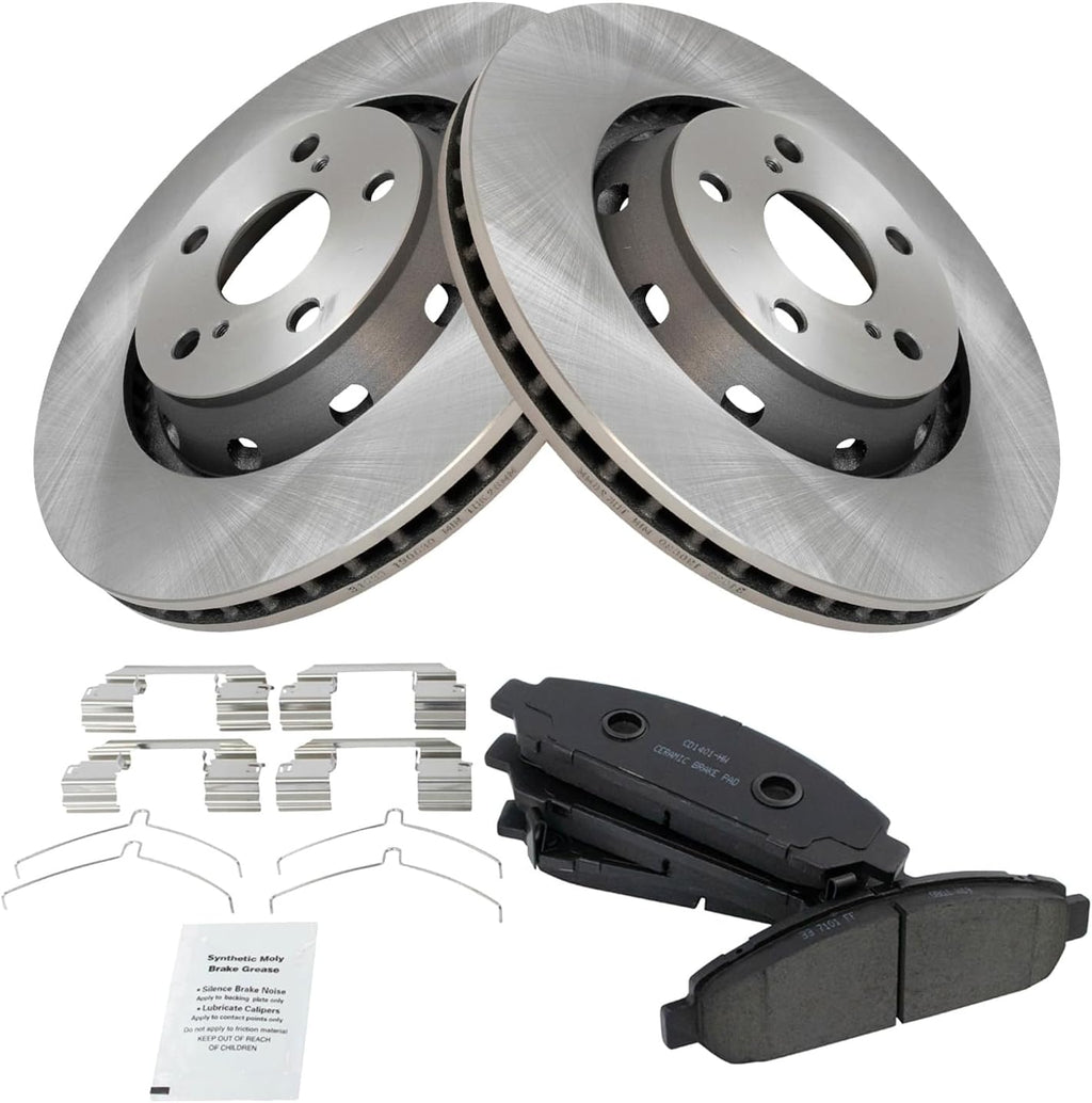 TRQ Front Brake Pad and Rotor Set Ceramic Compatible with 2009-2015 Toyota Venza