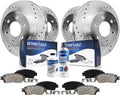 Detroit Axle - Brake Kit for Chevy Silverado GMC Sierra 1500 Yukon Astro Safari Tahoe Drilled Slotted Disc Brake Rotors Ceramic Brakes Pads Replacement : 12 inch Front & 12.78 inch Diameter Rear Rotor