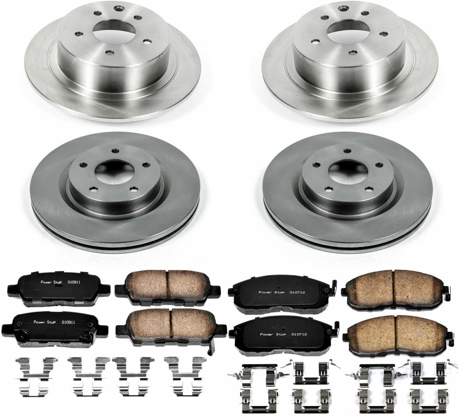 PowerStop Front and Rear Brake Kit for Nissan Altima 2007-10 - Z17 Ceramic Brake Pads & Disc Rotors Replacement, KOE7865
