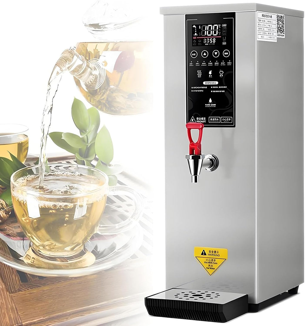 Commercial Hot Water Dispenser,Step-Heating Electric Water Boiler with 86-212℉ Adjustable Temperature,Automatic Boiling Water Machine Instant Heating for Coffee Milk Tea Shop Silver