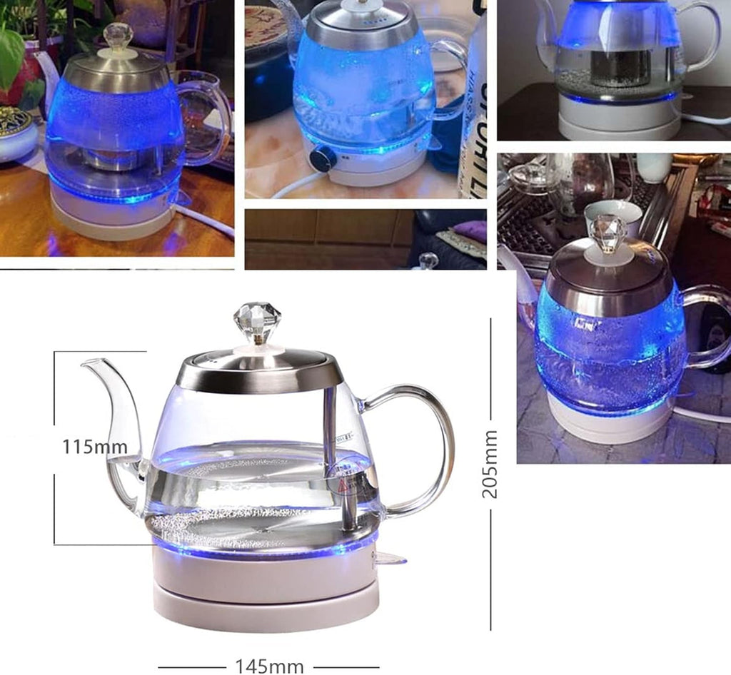 White Electric Kettle Glass Hot Water Dispensers Tea Kettle Jug Portable Electric Hot Water Kettle Boil Dry Protection Electric Kettles Cordless Fast Boil (A)